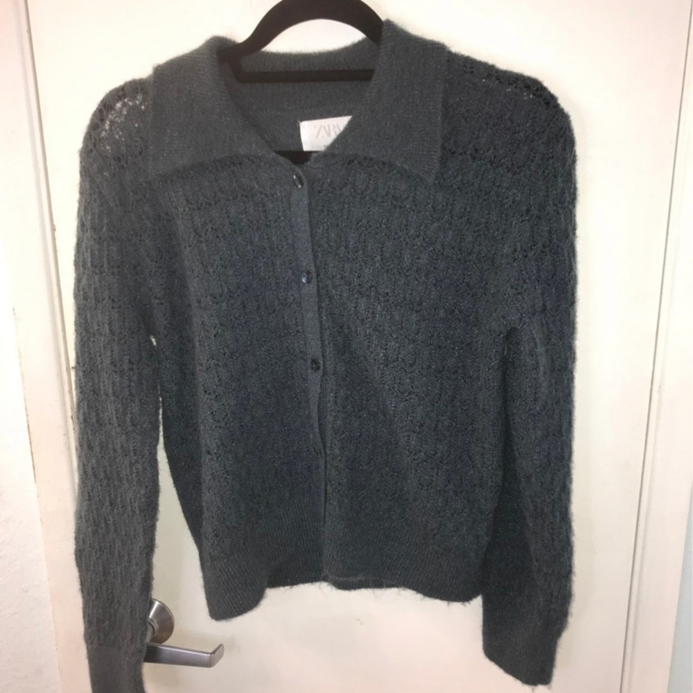 Zara Kids Green Button Up Cardigan Size 11-12